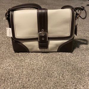 COACH white & mahogany purse
